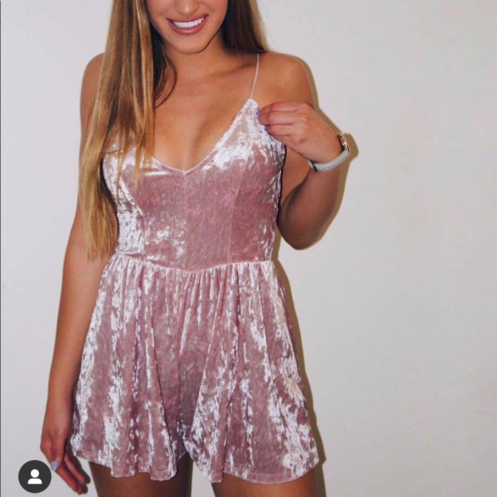 LA Hearts Pink Velvet Romper